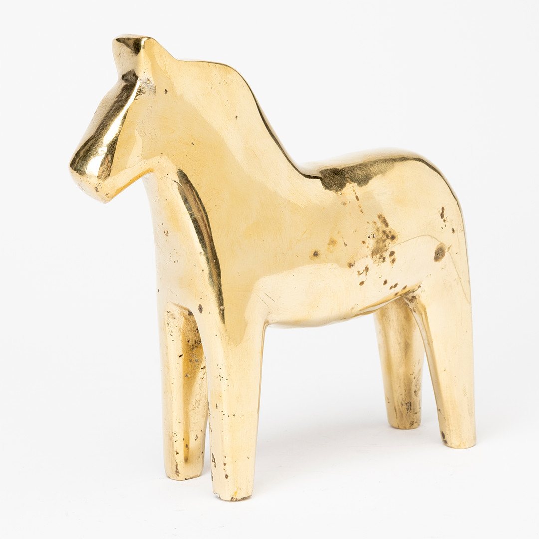 ANDREAS WARGENBRANT. "Dalahäst", skulptur, guldpatinerad brons, gjutarstämpel och gjutarsignaur, samtida.