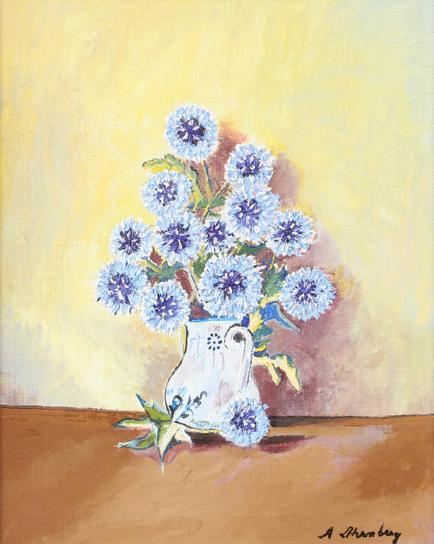 OIDENTIFIERAD KONSTNÄR. Blomsterstilleben, olja på duk, otydligt signerad.