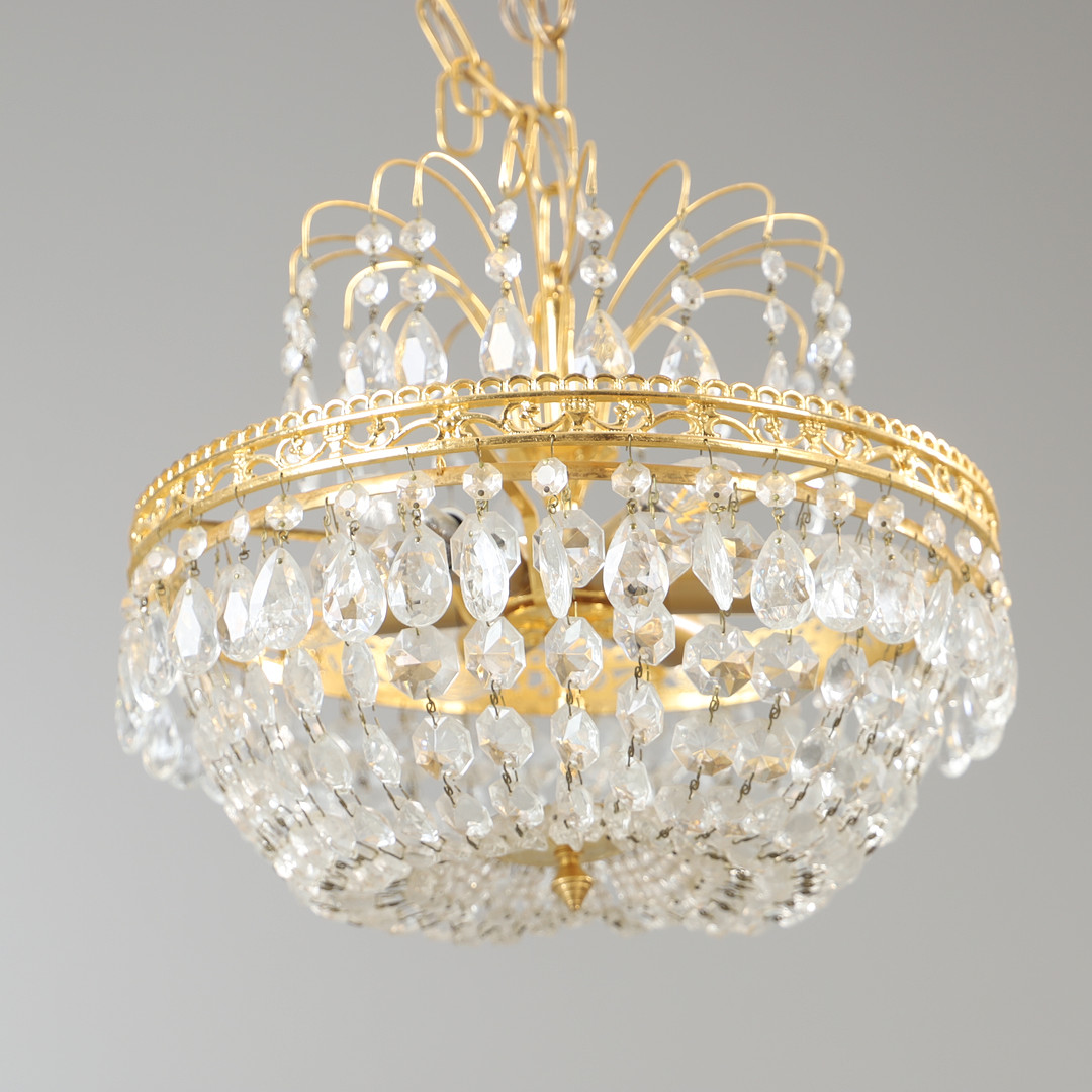 TAKLAMPA, mässing med prismor, 1900-talets andra hälft.