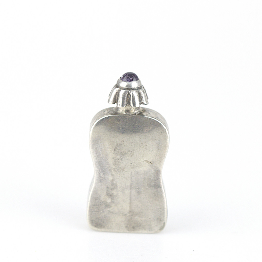 SNUSFLASKA, silver med ametistknopp, Mexico.