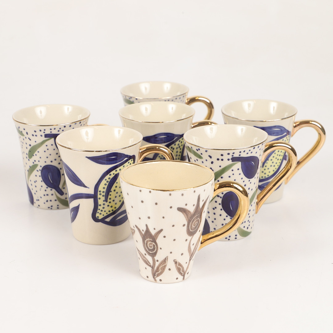 KERSTIN TILLBERG. Kaffemuggar, 7 stycken, glaserad keramik, Mölle.