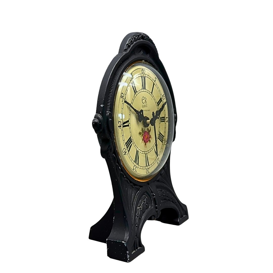 EK QUARZ-TISCHUHR MIT UHRWERK VON SCHOLER, SWISS MADE.