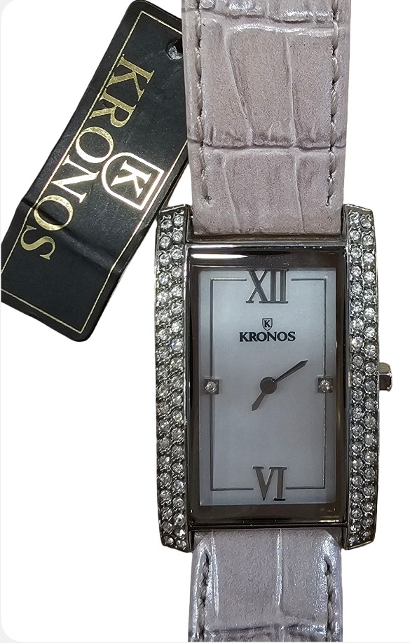KRONOS. Reloj de pulsera para señora con circonitas en acero. Mecanismo de cuarzo.