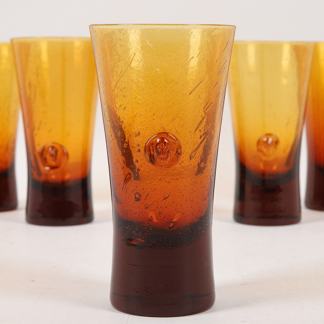 ERIK HÖGLUND. Ölglas/ Drinkglas, 5 st, glas, 1900-tal.