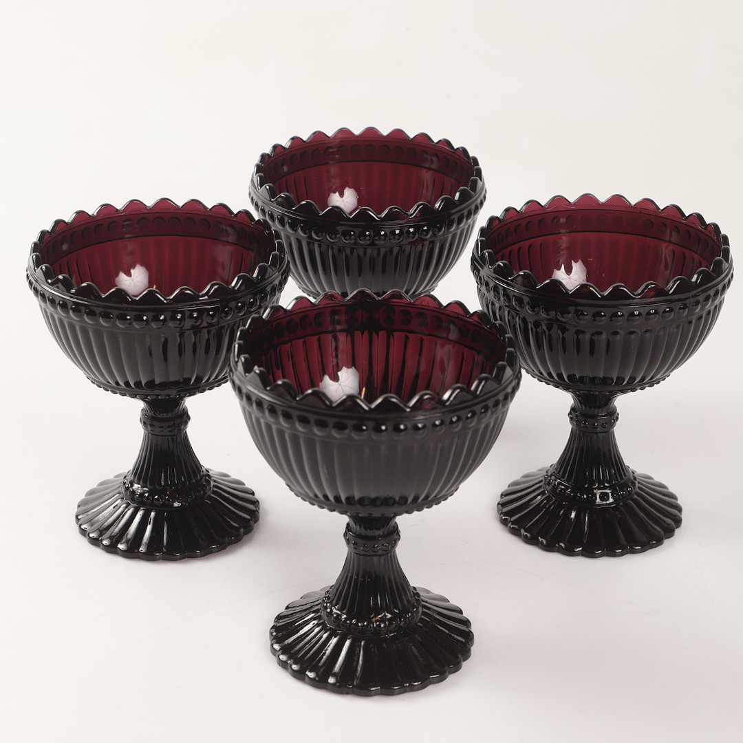 DESSERTSKÅLAR, 4 stycken, "Mariskooli", glas, Iittala i samarbete med Marimekko, Finland.