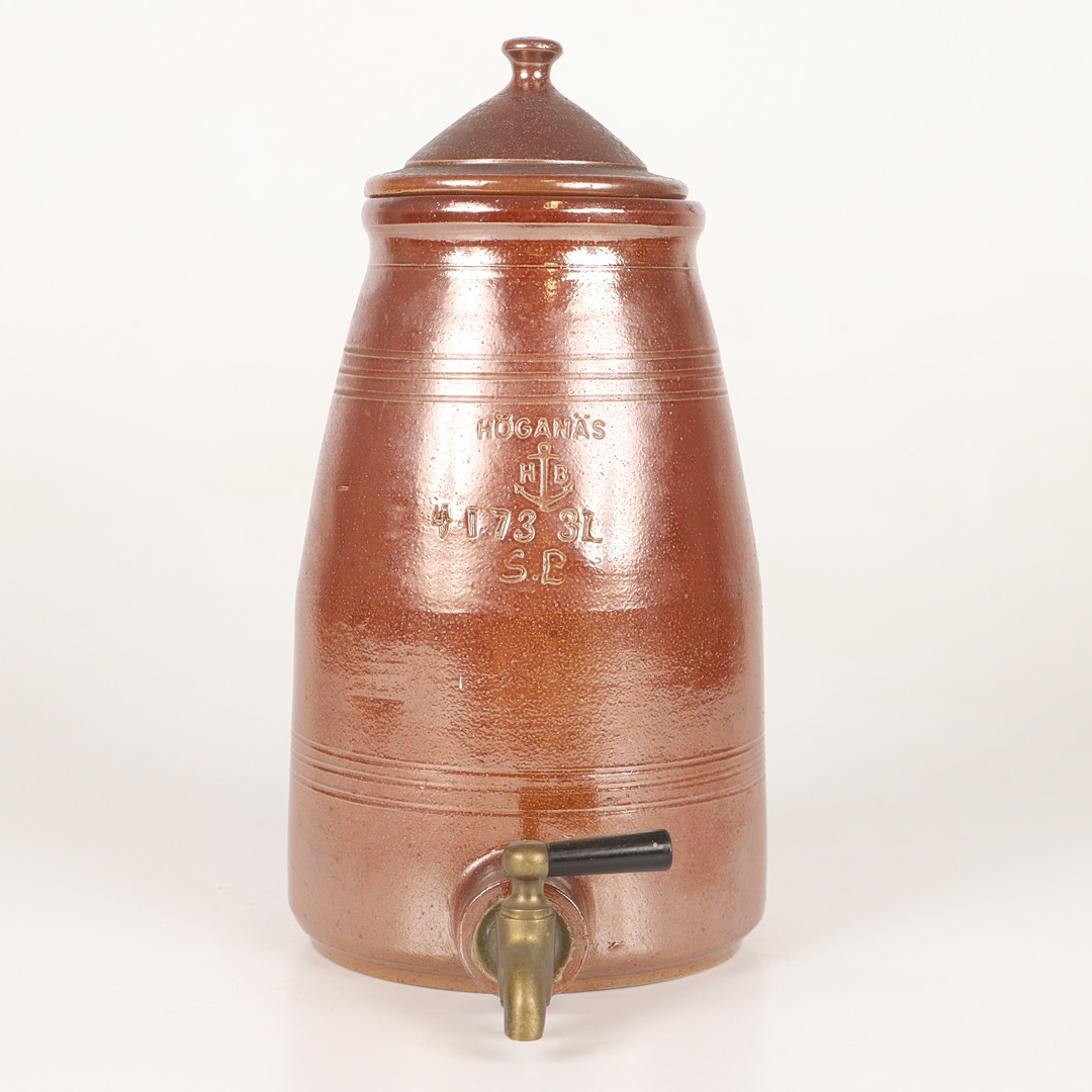 KRUS MED TAPPKRAN, 3 liter, saltglaserad keramik, Sven Bolin, Höganäs.