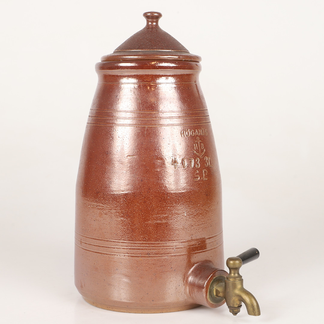 KRUS MED TAPPKRAN, 3 liter, saltglaserad keramik, Sven Bolin, Höganäs.
