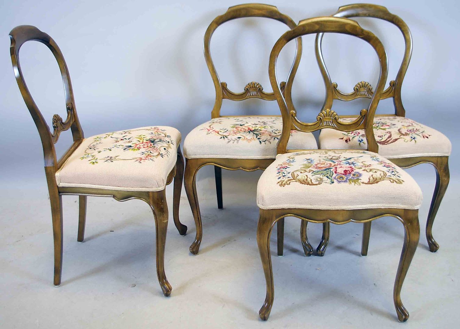 Images for 90925. CHAIRS, 4 pieces with embroidered seat, rococo style ...