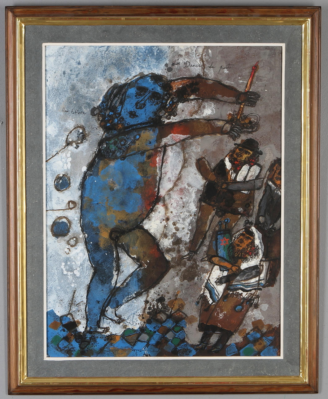 THEO TOBIASSE. "La Danse du poëte", blandteknik på papper, signerad samt daterad 66.