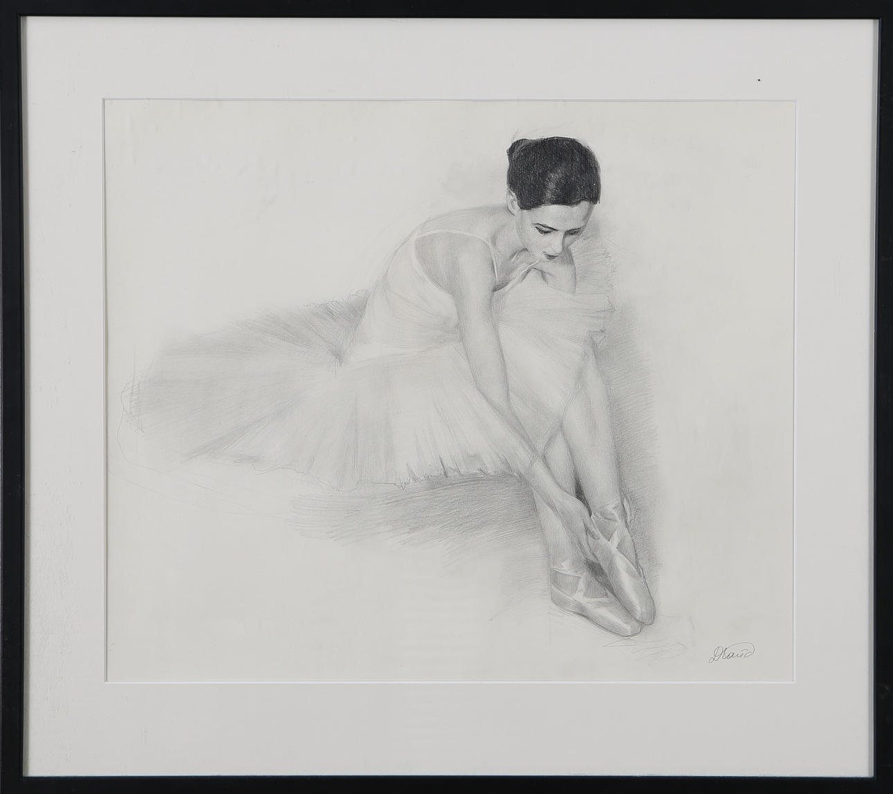 DIMITRI NAIDA. Ballerina, Bleistift, signiert.