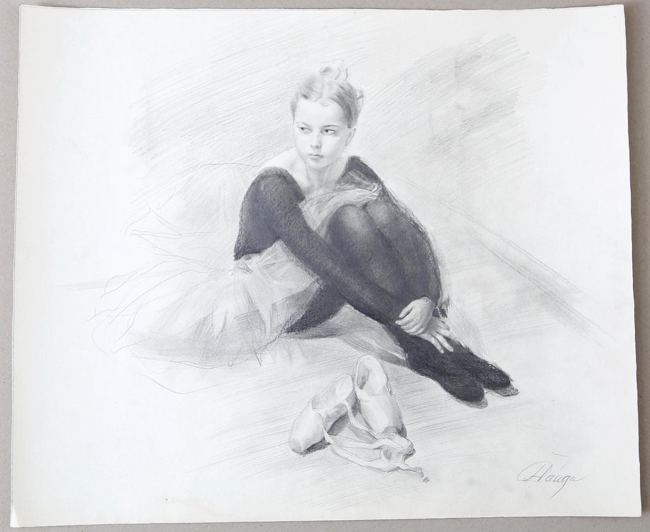 DIMITRI NAIDA. Ballerina, Bleistift, signiert.