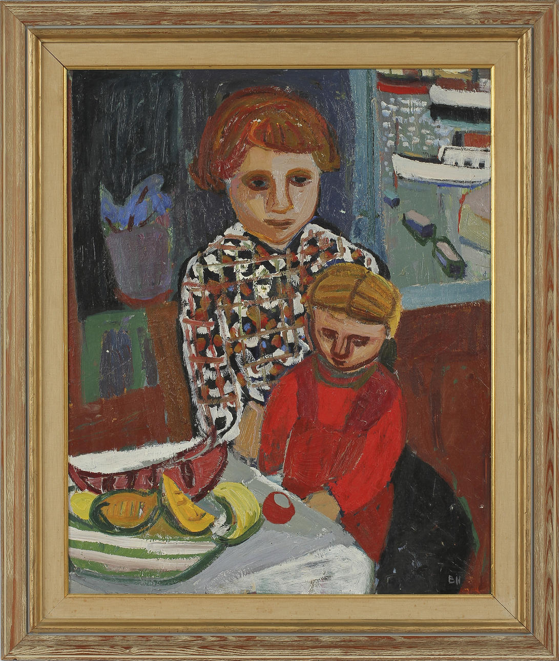 BRITA HANSON. olja på pannå, sign.