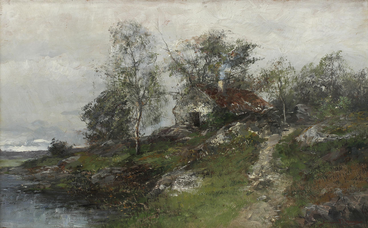 SEVERIN NILSSON. Olja på pannå, signerad Severin Nilsson.