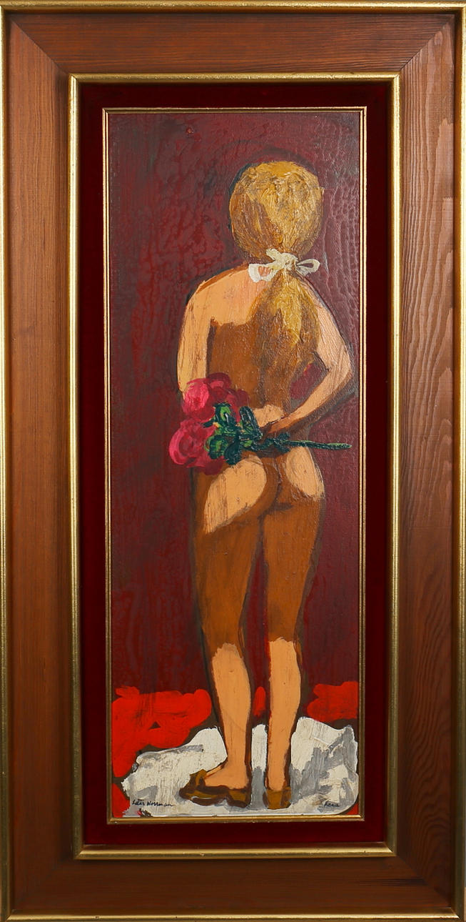 LARS NORRMAN. Modell. Olja på pannå. Signerad.