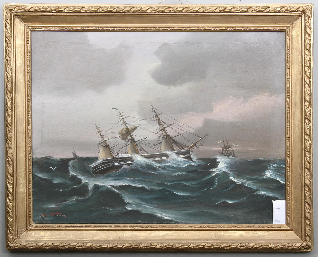 OKÄND KONSTNÄR. Marinmotiv, signerad, 1800/1900 tal.