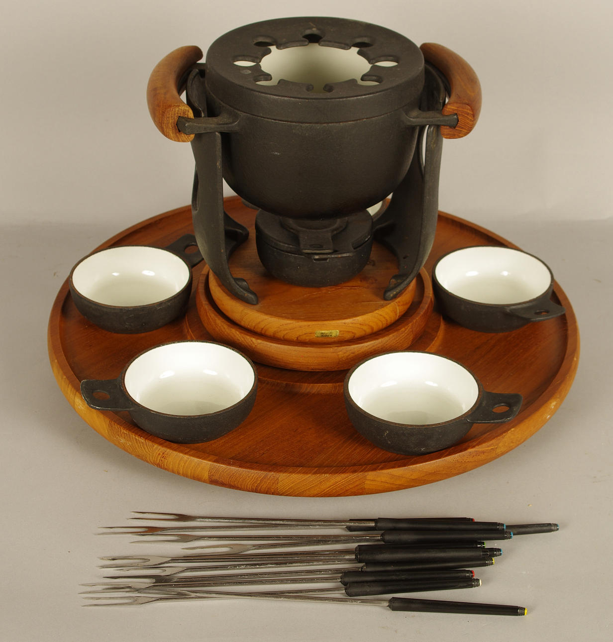 FONDUESET, gjutjärn/teak, Danmark.