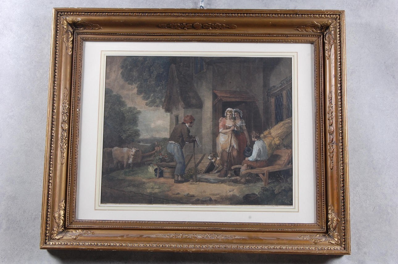 GEORGE. KEATING. EFTER. " Rustic Sympathy "kolorerad gravyr, 1762-1842.