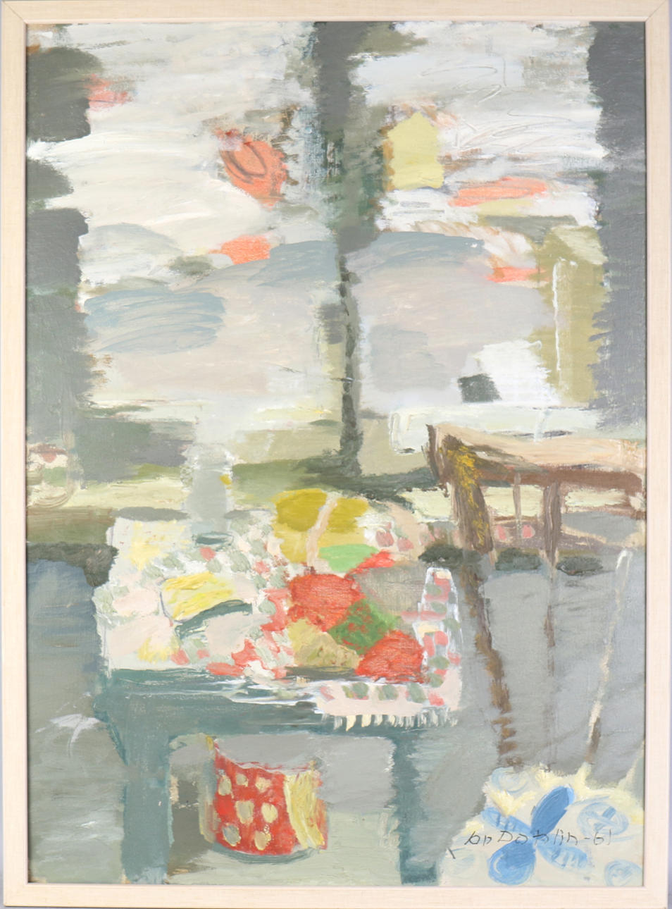 JAN DAHLIN. "Winter window", oil on canvas, signed and dated-61.
