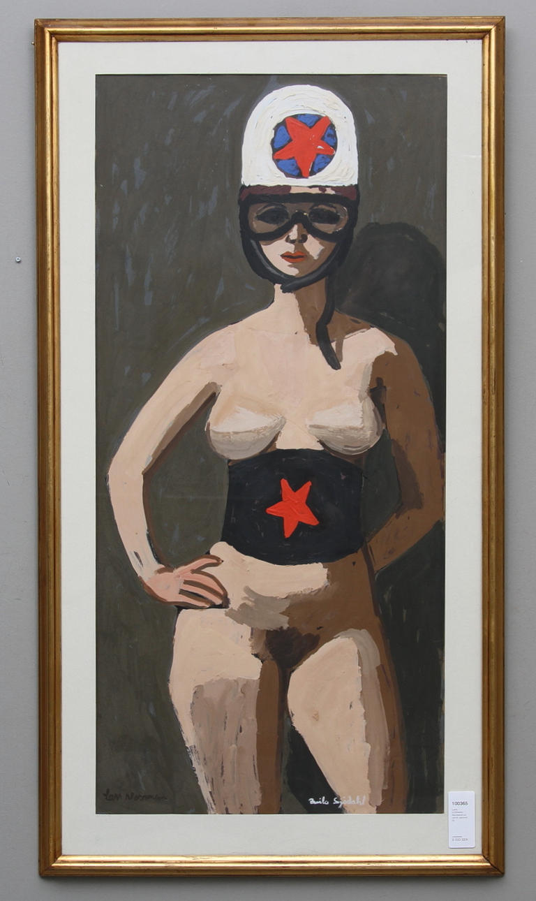 LARS NORRMAN. Blandteknik på pannå, signerad.