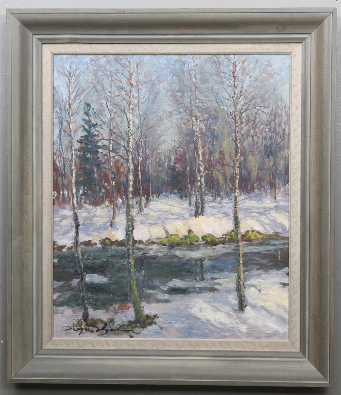 BIRGER HJELM. Olja på pannå, signerad.