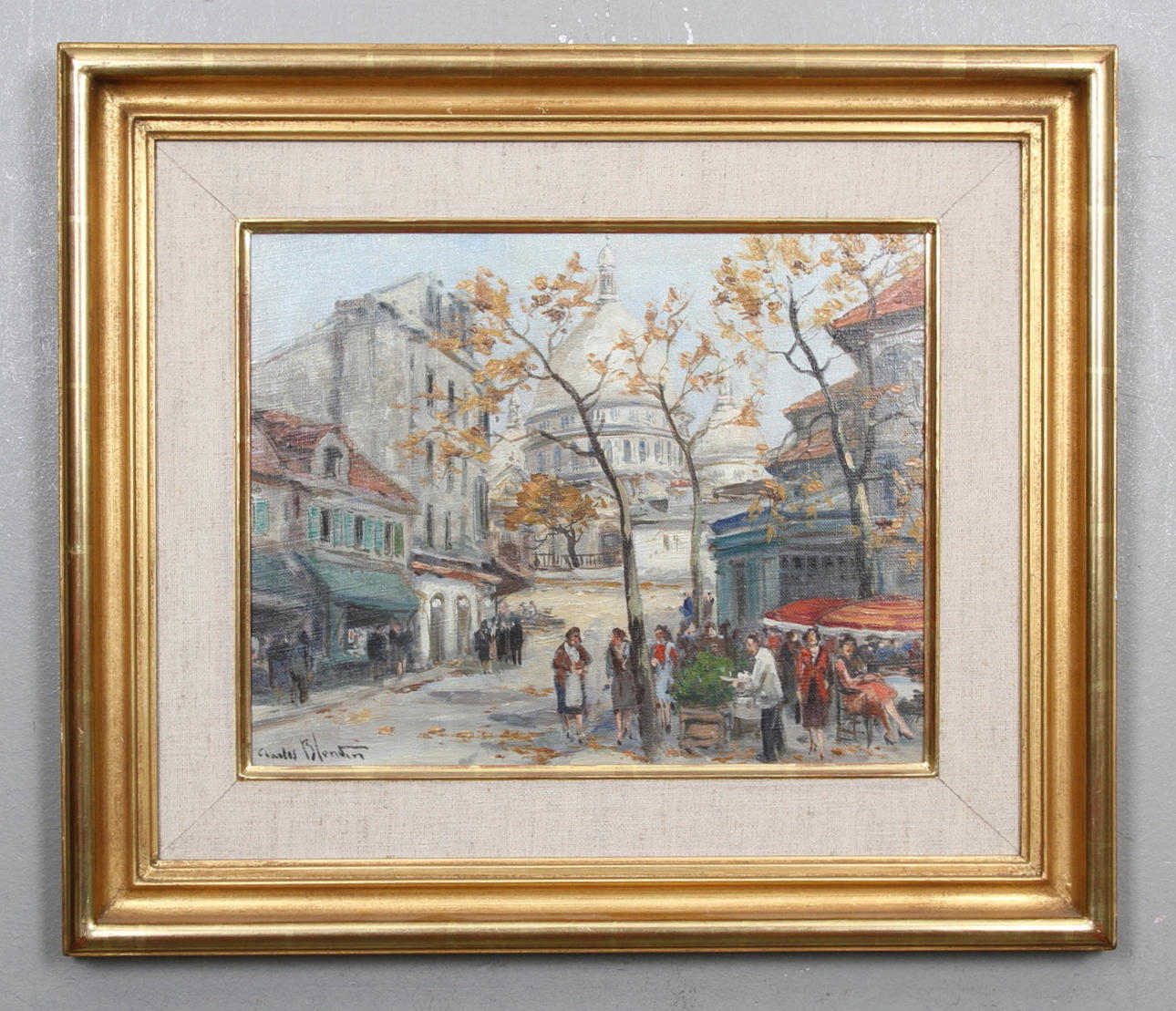 CHARLES BLONDIN. Motiv från Paris med Sacré Cœur. Olja på duk, uppklistrad på pannå. Signerad.