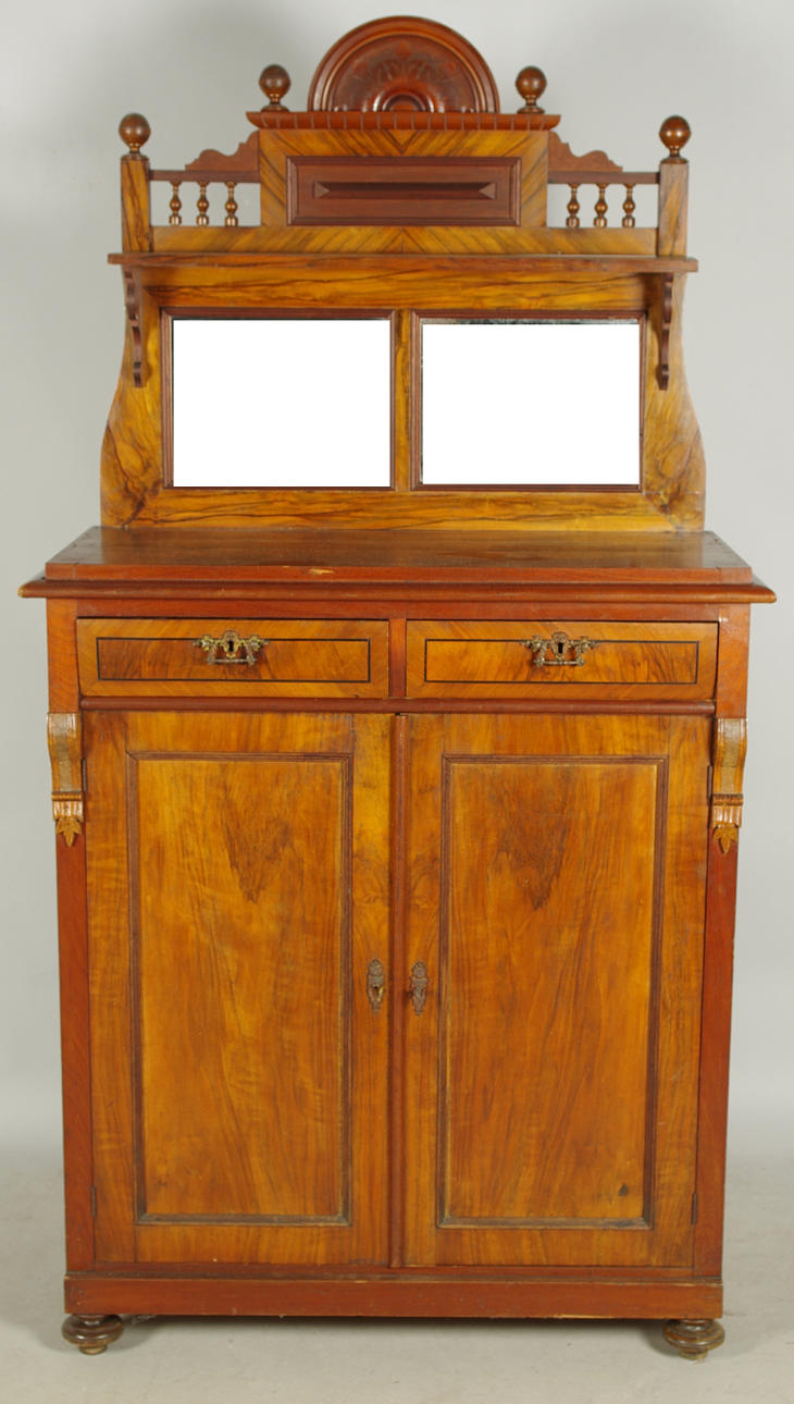 SKÄNK MED SPEGELÖVERDEL, mahogny, nyrenässans.