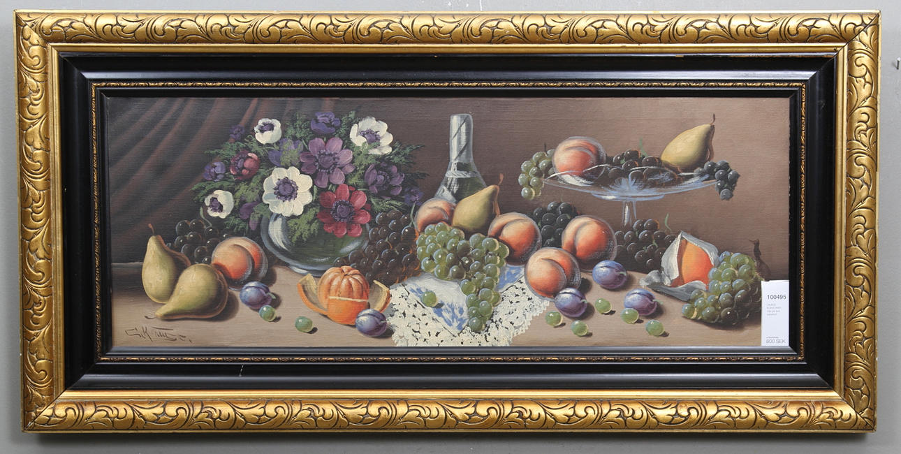 OKÄND KONSTNÄR. Olja på duk, signerad.