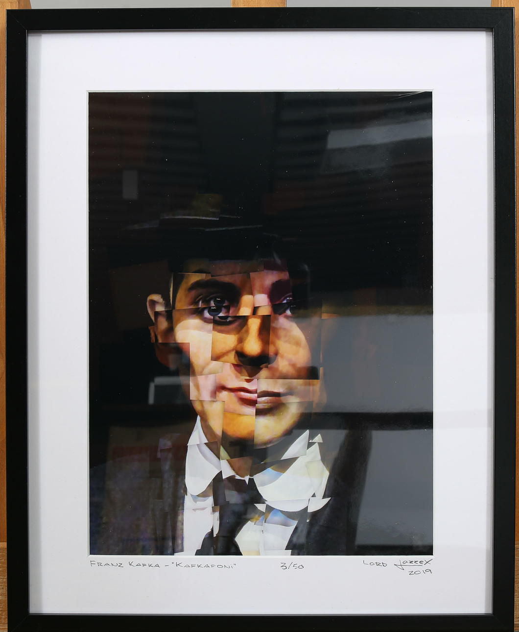 LORD LAZZE X EVENTHÉN. Photo print, numbered 3/50, "Kafkafoni" Franz Kafka, signed Lord Lazze X, dated 2019.
