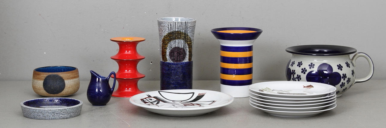 KERAMIKFÖREMÅL, 14 delar, Rörstrand, 1900-talets andra hälft.