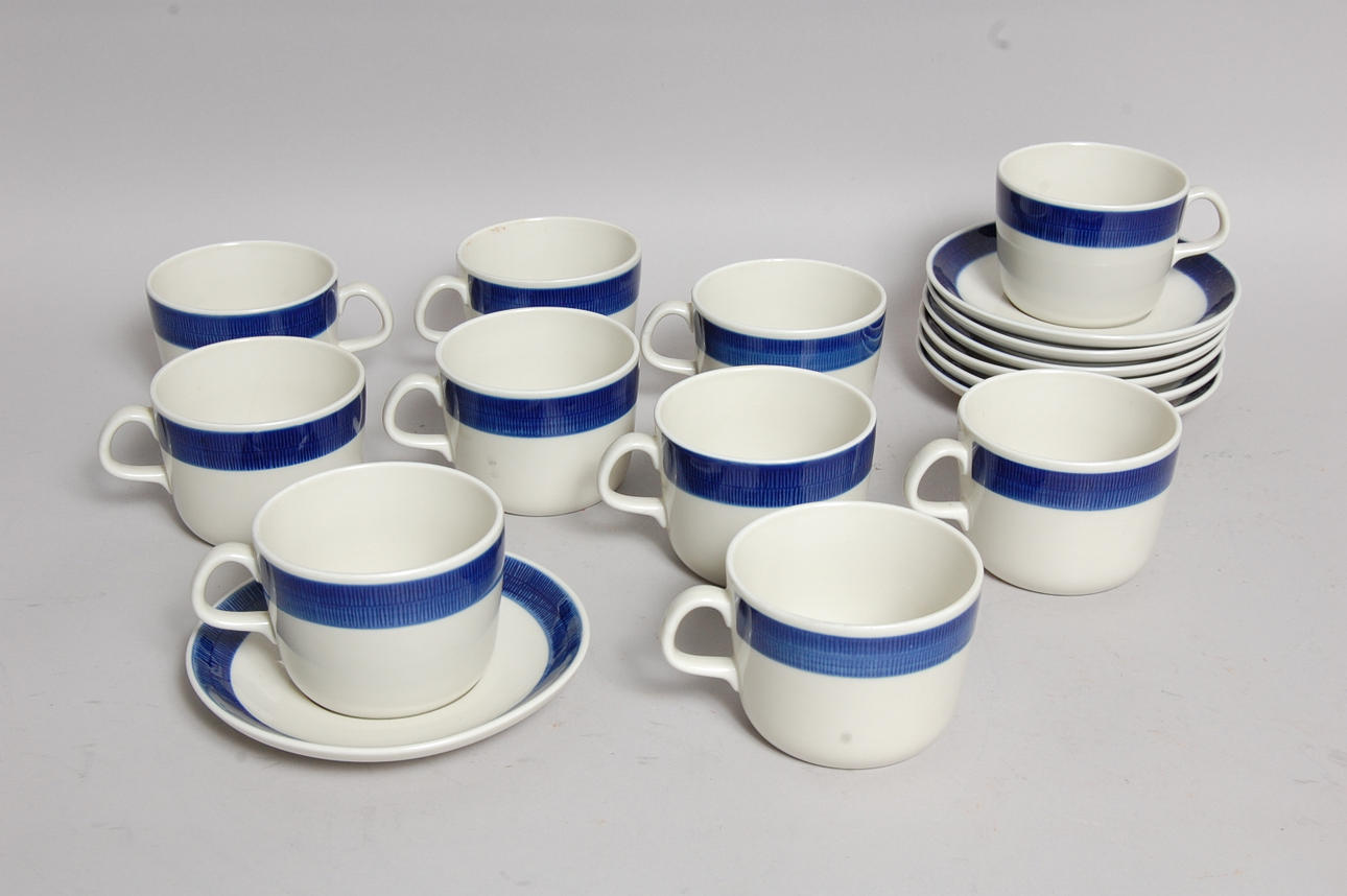 TEKOPPAR, 10 st, " Koka Blå ", Hertha Bengtsson, Rörstrand.