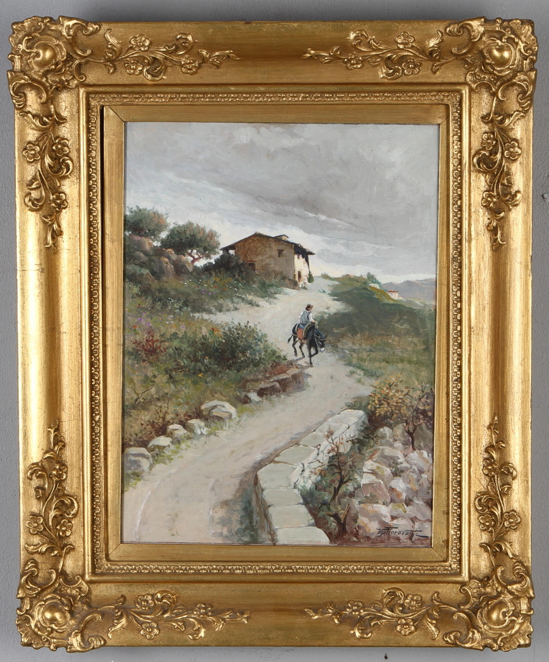 UGO FIORAVANTI. Byväg, olja på duk, signerad.