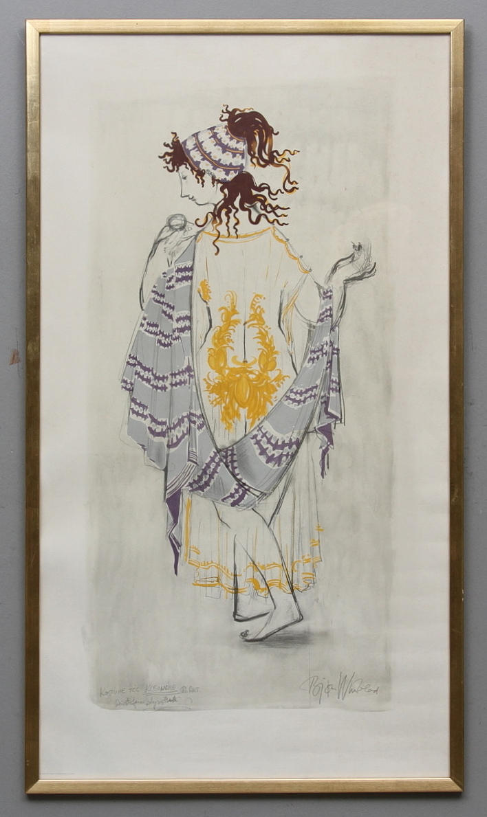 BJÖRN WIINBLAD. kostym Kleonike. Färglitografi. Signerad i plåten.