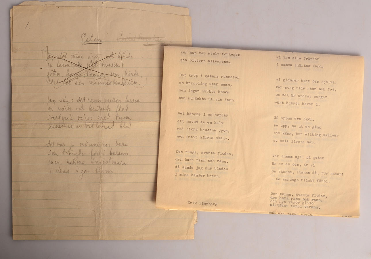 DIKTMANUSKRIPT, "Gatan", Erik Blomberg.