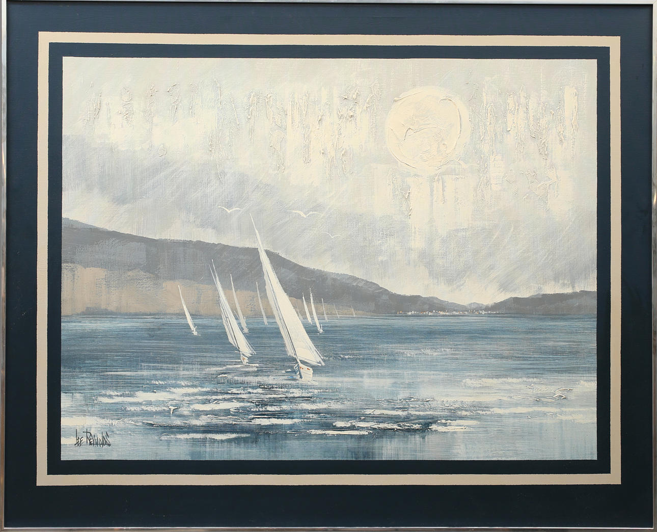 LEE REYNOLDS. Mixed media, sailboats, signed.