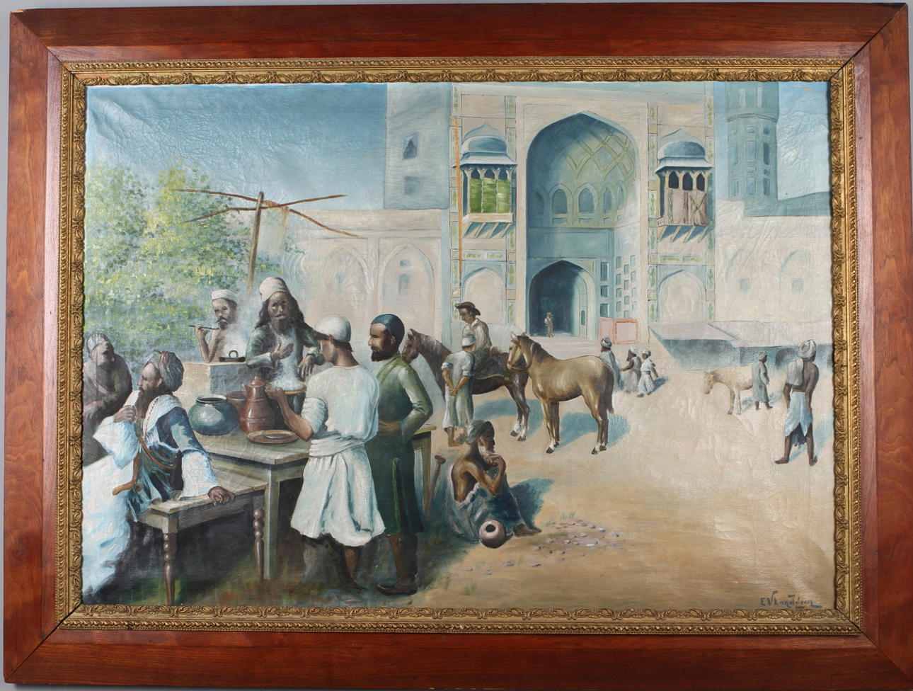 OKÄND KONSTNÄR. Torgscen, olja på duk, signerad och daterad 1901.