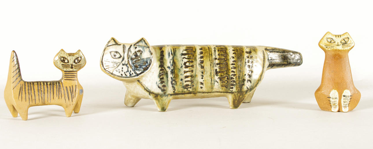 KERAMIK KATZEN, 3 Stück, Lisa Larson.