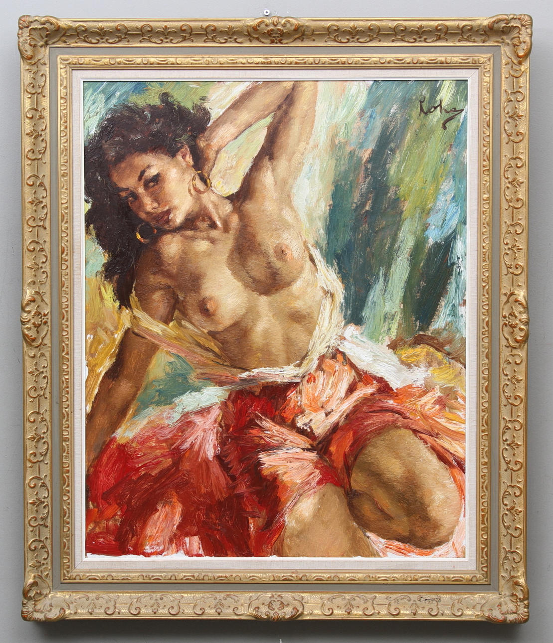 CHARLES ROKA. Olja på duk, "lättklädd skönhet" signerad Roka.