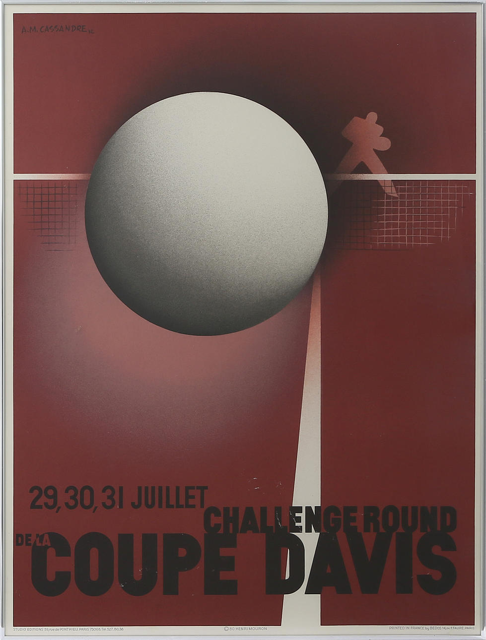 AFFISCH, tryck/grafiskt blad, Davis Cup, A.M Cassandre, 1900-tal.