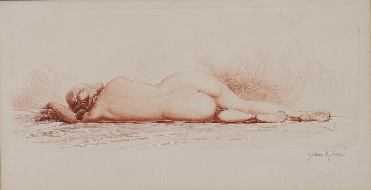JEAN VYBOUD, Radierung, Aktstudie, signiert.