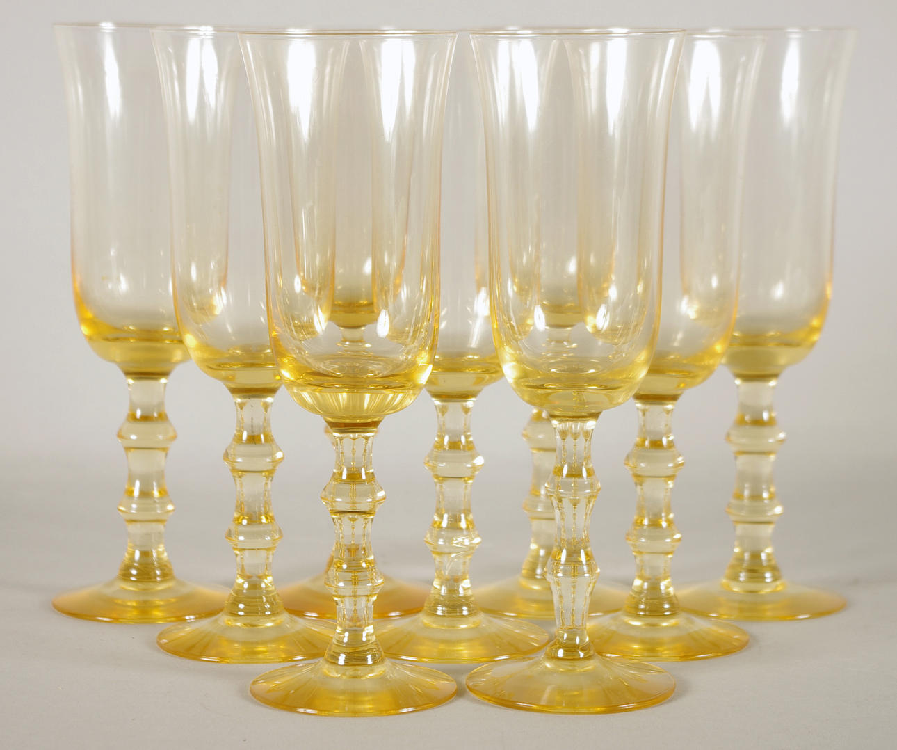 CHAMPAGNEGLAS, 9 stycken, "Salut", Simon Gate, Orrefors.