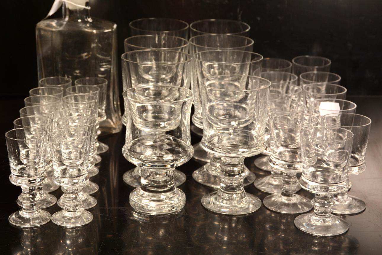 GLASSWARE, 32 pieces, glass, 1900s.