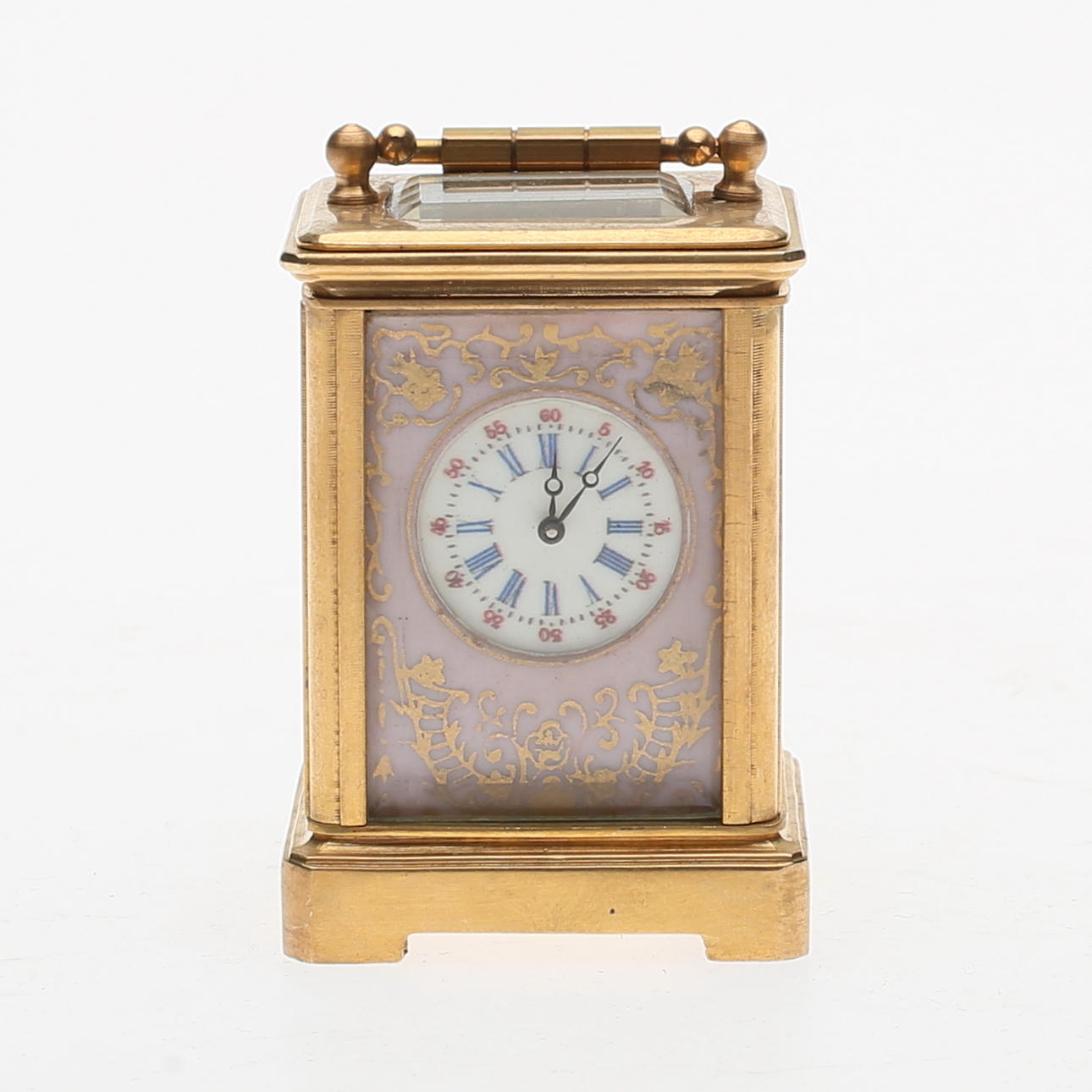 MINIATURUHR, Messing/Emaille, 20. Jahrhundert.