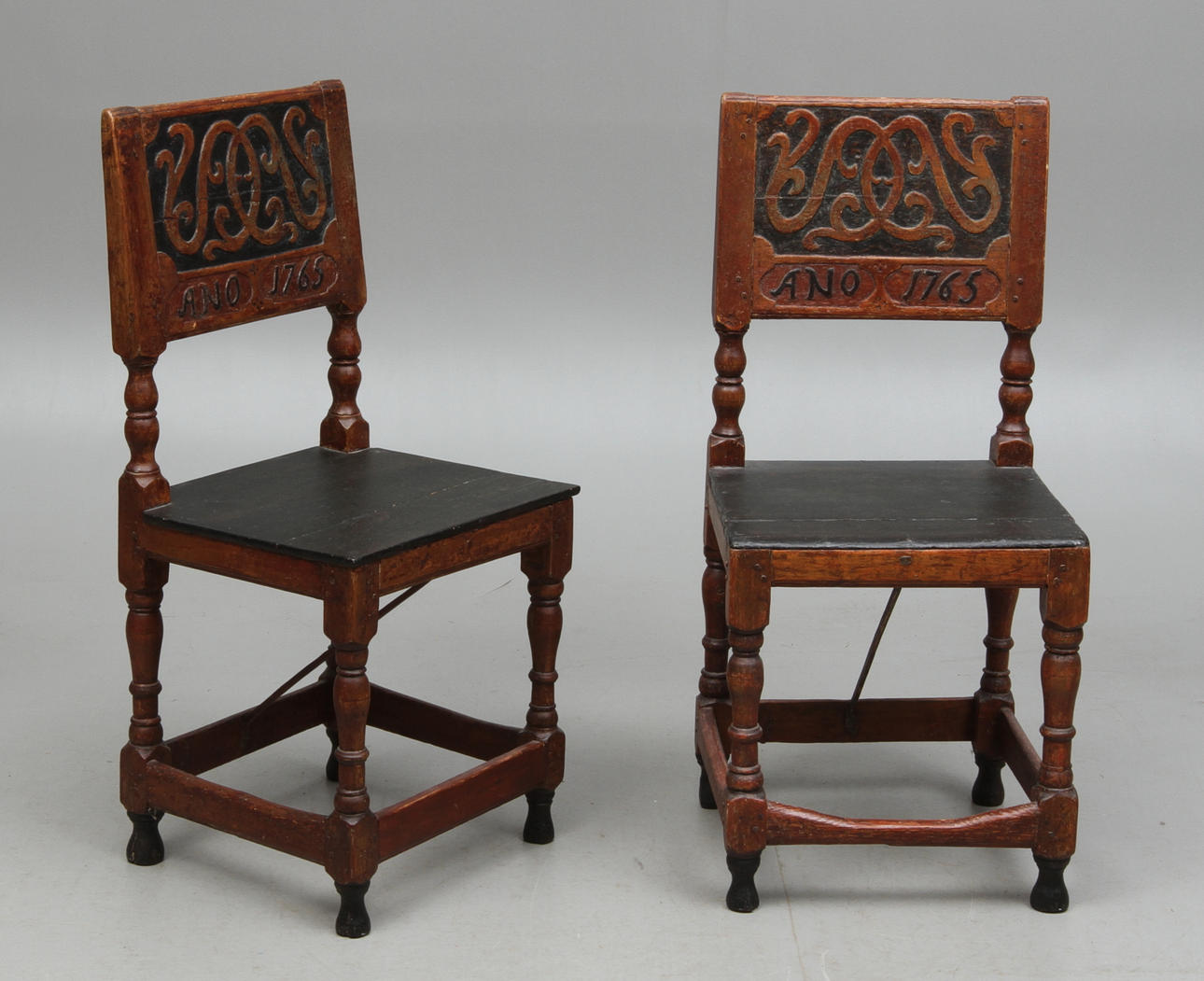 STOLAR, 1 par, barock, daterade Ano 1765.