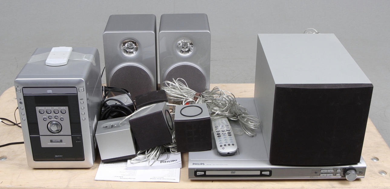 HEMMABIOSYSTEM samt MINI STEREO, Philips samt Sanyo.