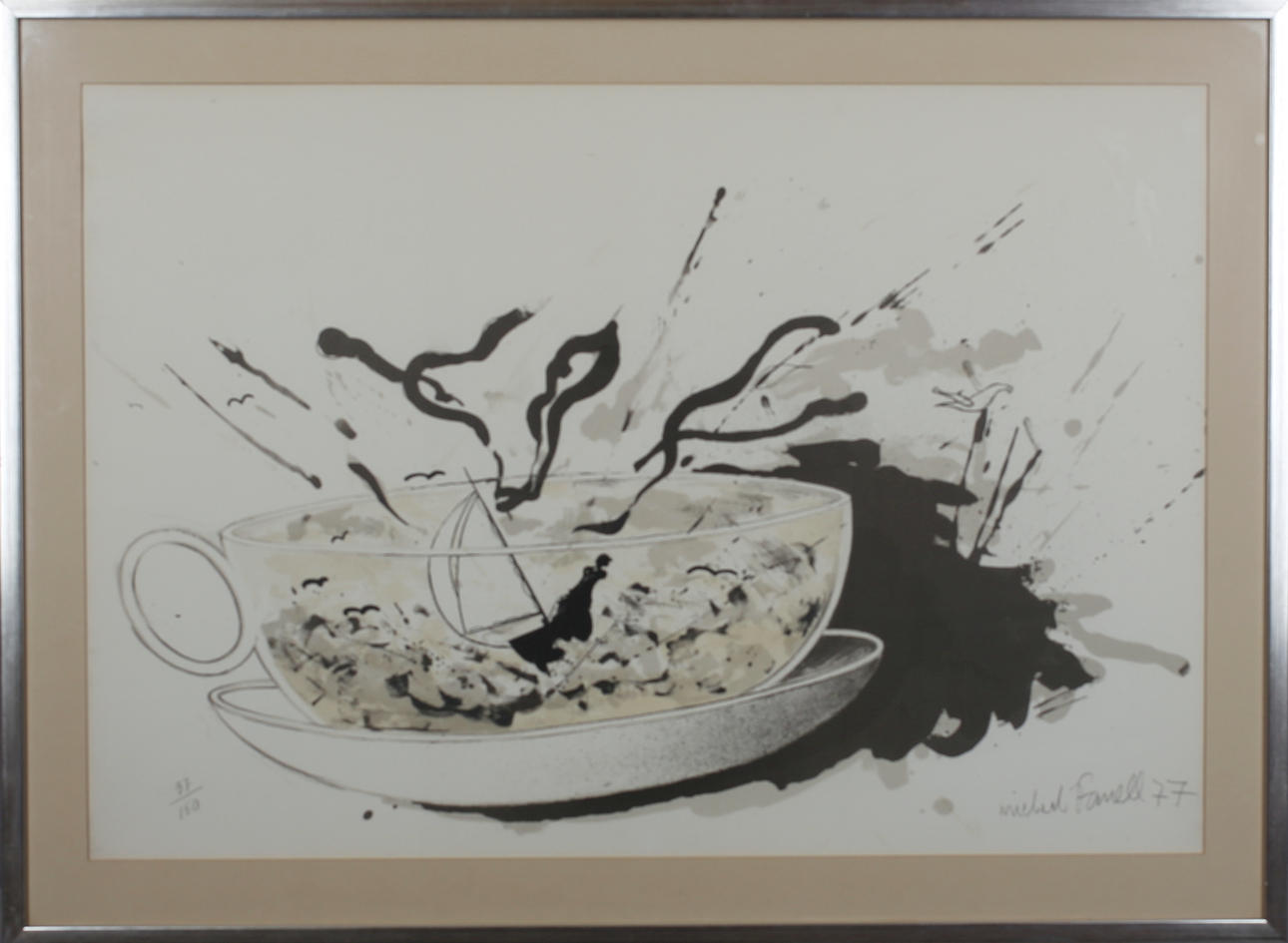 MICHAEL FARNELL. Cups. Color lithograph. Signed and dated -77. 37/150.