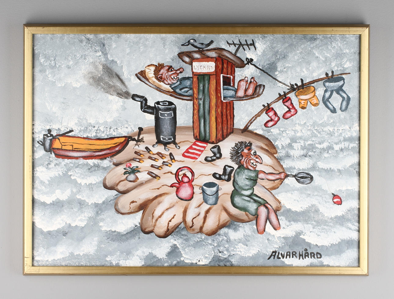 ALVAR HÅRD. "Lyckan", olja på duk, signerad.