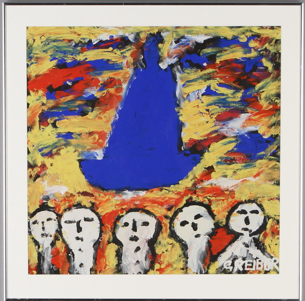 GUNNAR GREIBER. Komposition, gouache, signerad.