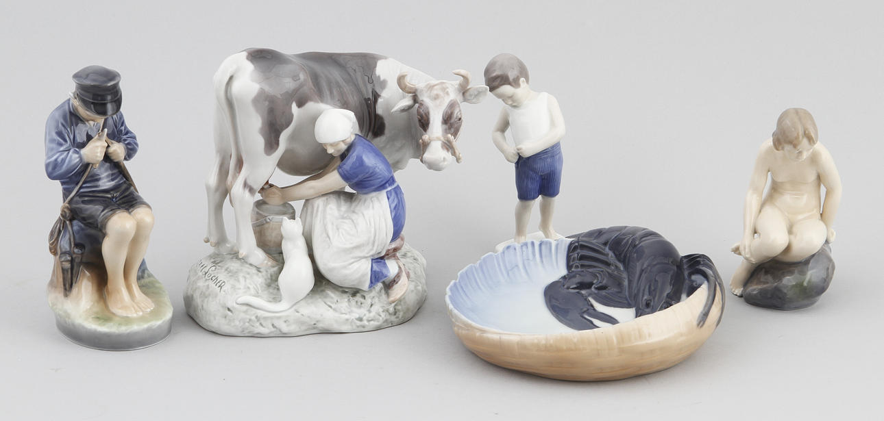 PARTI PORSLIN, 5 delar, BoG samt Kongelig Dansk.