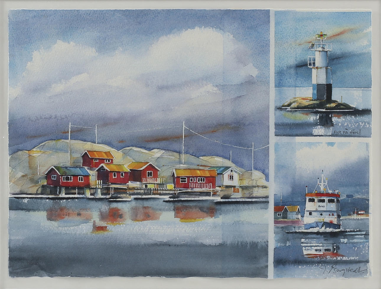 JONAS BERGSTEDT. "Hönö", akvarell, sign.