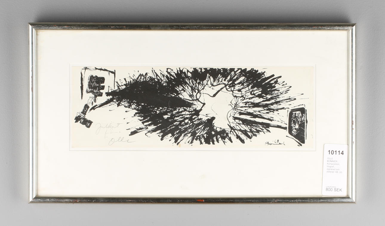 OLLE BONNIÉR. Komposition, litografi, signerad och daterad -68.